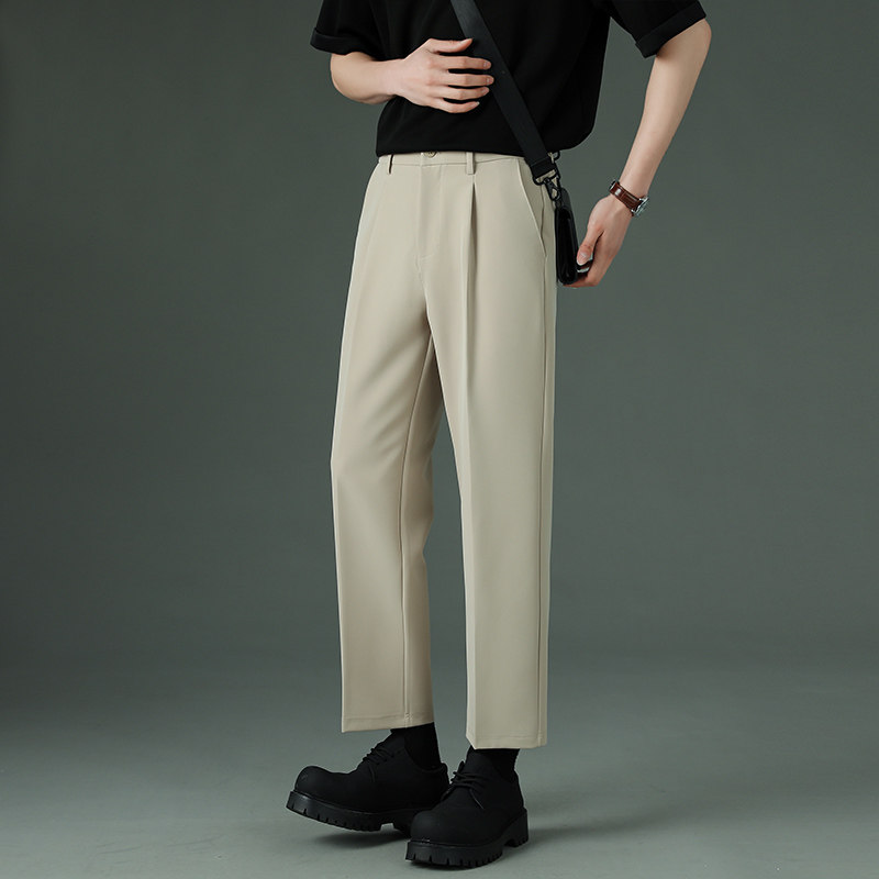 西裤男九分裤夏季通勤垂感直筒百搭男士休闲裤宽松西装裤长裤子
