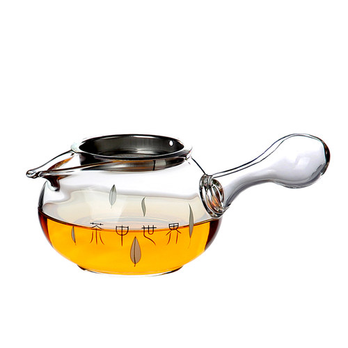 侧把公道杯玻璃带茶漏带柄分茶器过滤I透明加厚耐热茶海功夫茶具