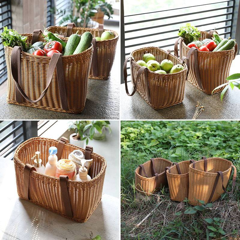 编织购物篮买菜篮子超市手提篮水果篮 田园风O野餐篮 仿藤编宠物,收纳整理,购物篮,淘宝优惠券,粉丝福利购,淘宝优惠卷