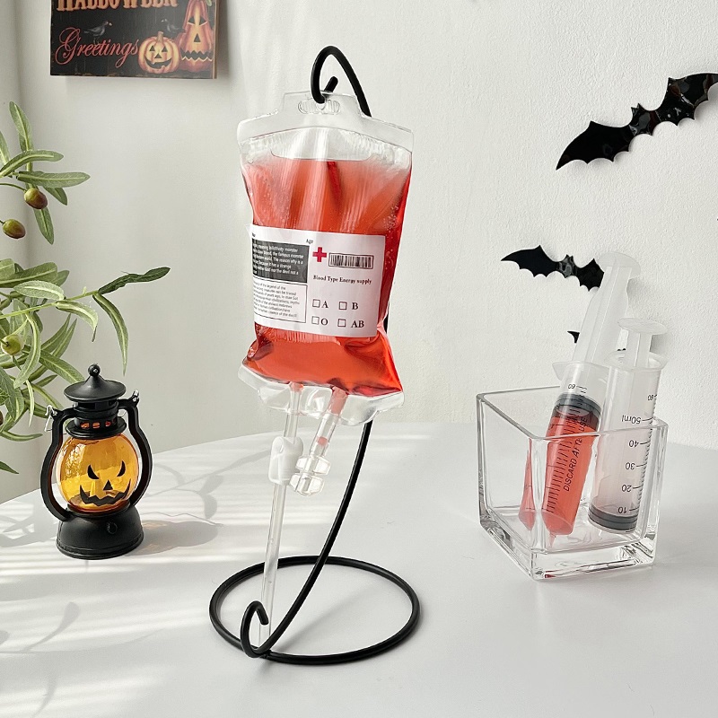 圣节血袋饮料袋派对搞怪装饰血浆袋食用包装袋果汁袋创意餐具