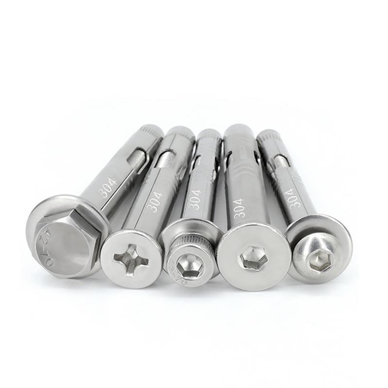 M4M6螺栓内膨胀螺丝M80外六角加长炸沉10不锈钢头爆圆头十字镀锌