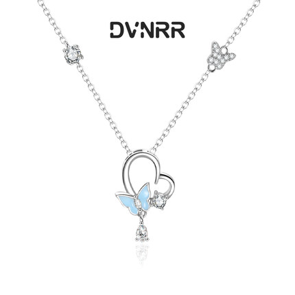 DVNRR幻彩蝴蝶 蝴蝶爱心闪钻小众精致轻奢气质通勤百搭纪念日礼物