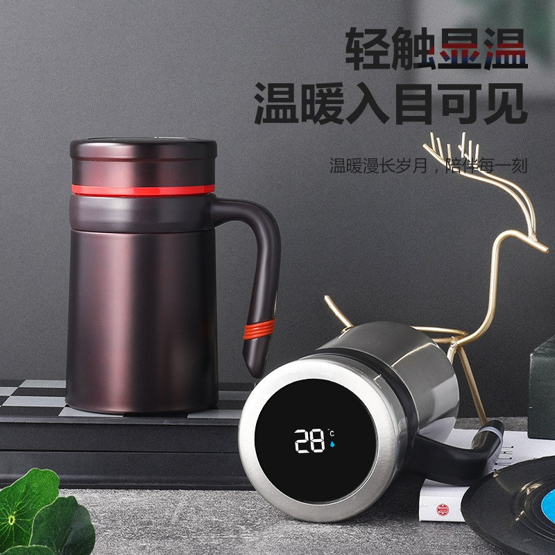 速发04不锈钢智能保摸杯马温显示温度杯商务带办公触克杯