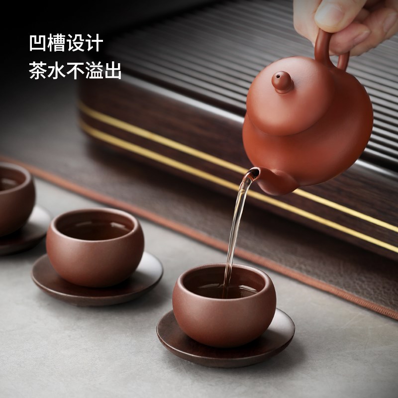 速发茶杯垫圆形黑檀木茶托底托茶杯垫托茶桌摆件实木茶道功夫茶具
