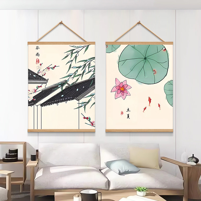 速发24二十四节气幼儿园环创绘本装饰画春夏秋挂画图客厅沙发背景
