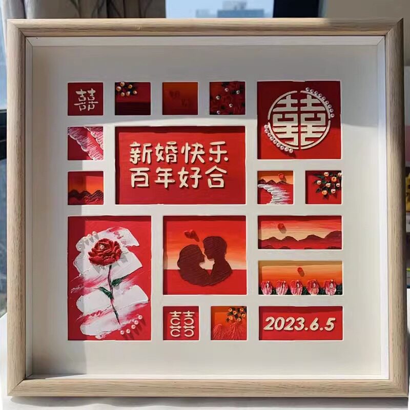 速发油画棒填充料婚结婚送框蜜新人新娘礼物手工自制画相闺材新包