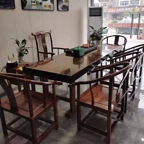 速发奥坎实木大板茶台胡桃木整板无拼接无贴皮茶桌茶台茶几办公家