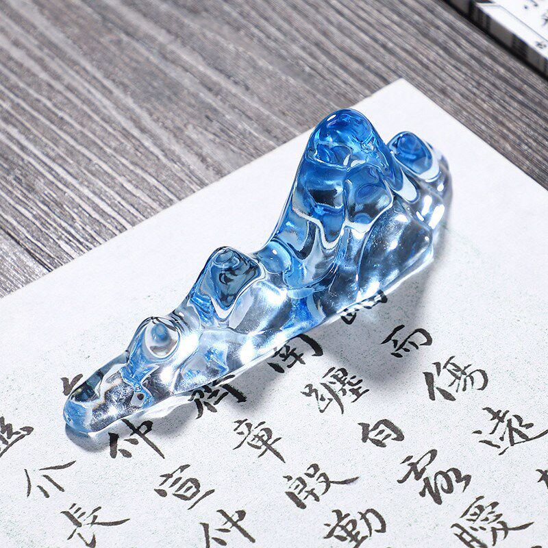 速发多彩琉璃笔搁笔架山水晶镇纸压书纸镇专用镇尺压纸器创意笔山