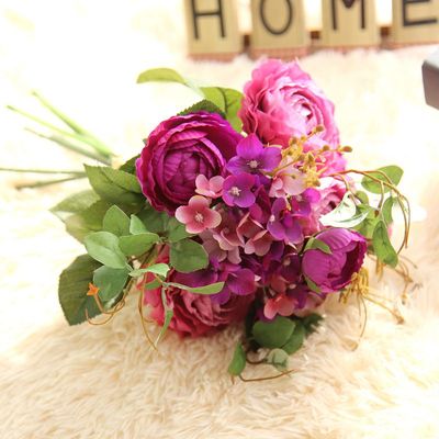速发小清新陆莲仿真花束客厅室内假花装饰茶几餐桌花瓶摆件婚庆绢