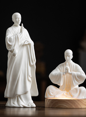 速发新间茶禅意小和尚创意摆件家居茶室茶道式台桌面茶宠茶空中设