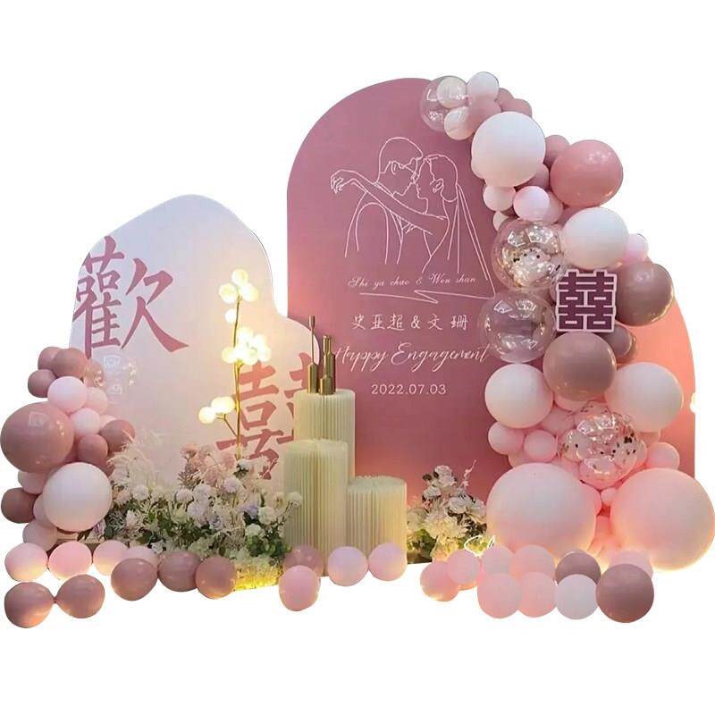 速发韩系订婚气球布置装饰简约场景婚礼甜品台摆件全套背景墙板