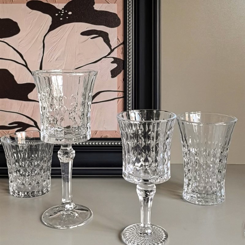 速发Li格et可访问的豪华风v浮雕威士忌高红色葡萄酒玻璃家用高价