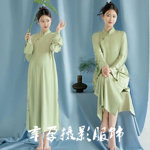 速发影楼新孕款妇照服装术中式复古旗袍气质孕妈古风艺新照连衣裙