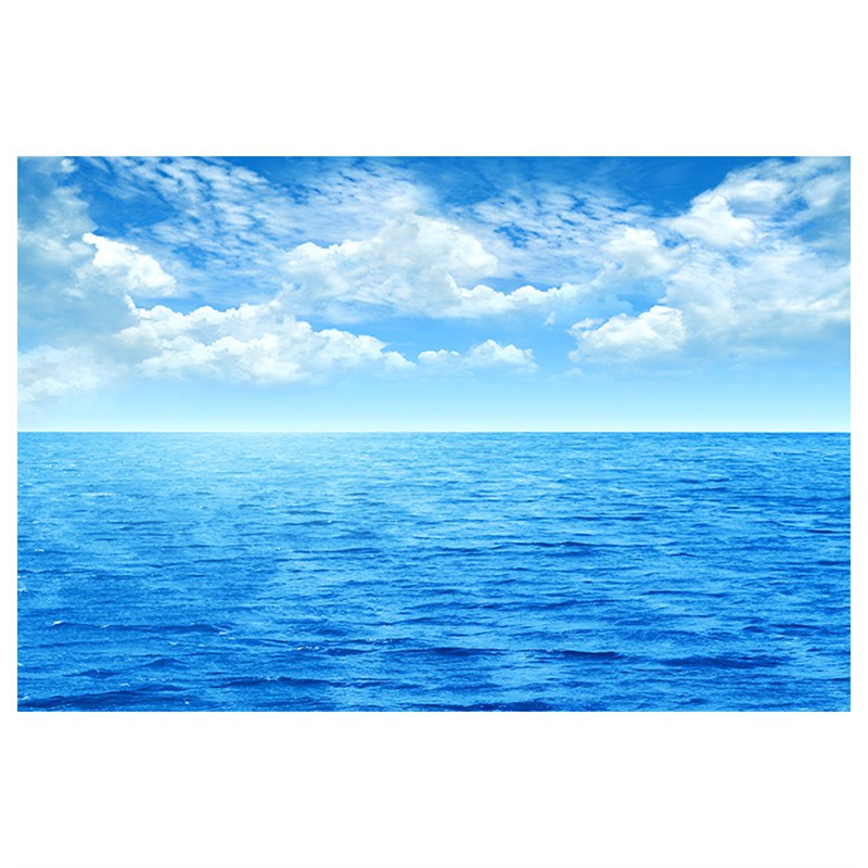 速发大海蓝天白云风景画海水海景墙贴画客厅平静装饰画海报自粘