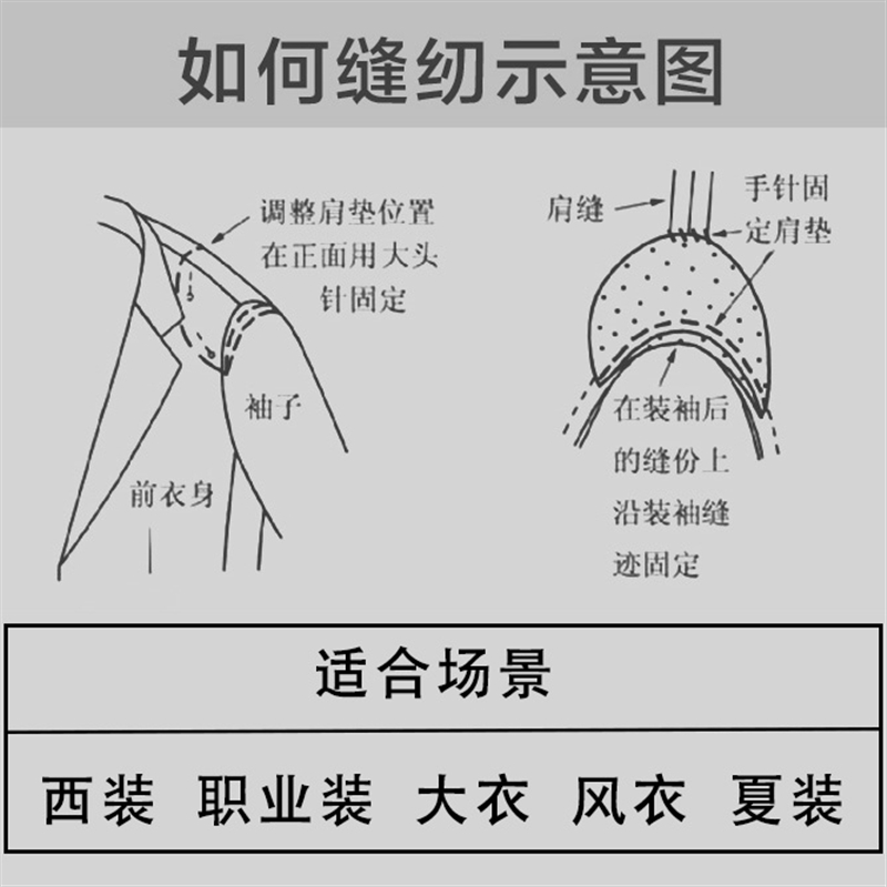 隐形肩垫 免缝衣服垫肩衬衫显肩宽大衣神器海绵包布透气水洗男女