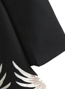 .Chanes print Sashes Waist Black Blazer New Woman Shawl