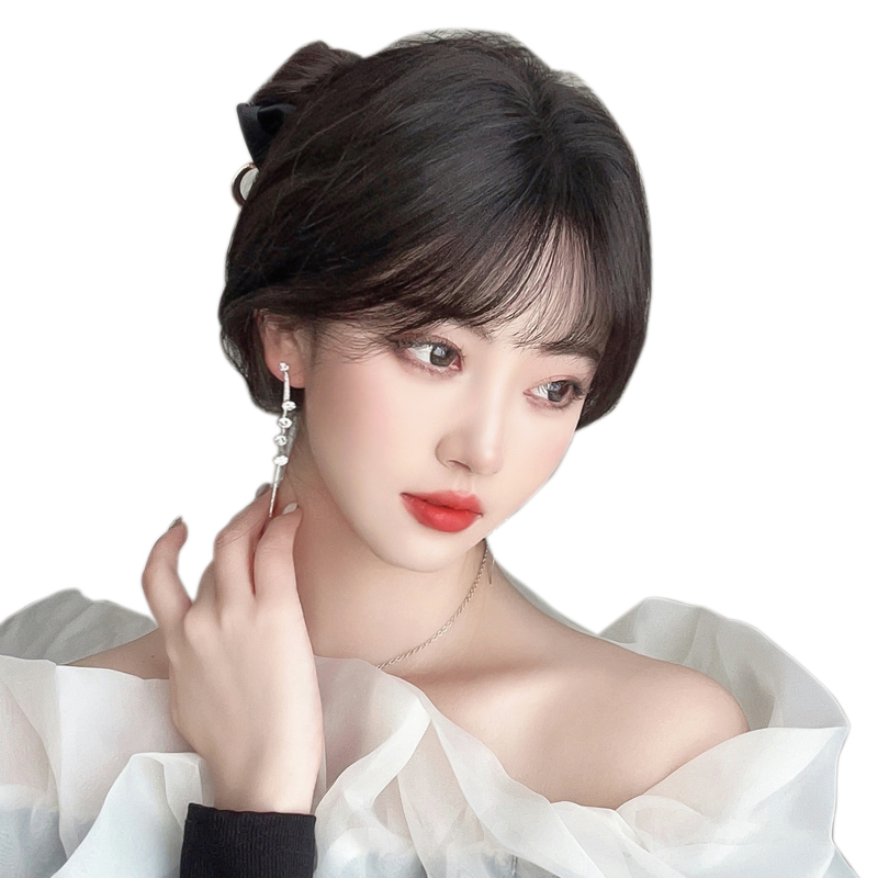 3d法式空气刘海假发片女网红假刘海全真发自然前额头顶遮白发减龄