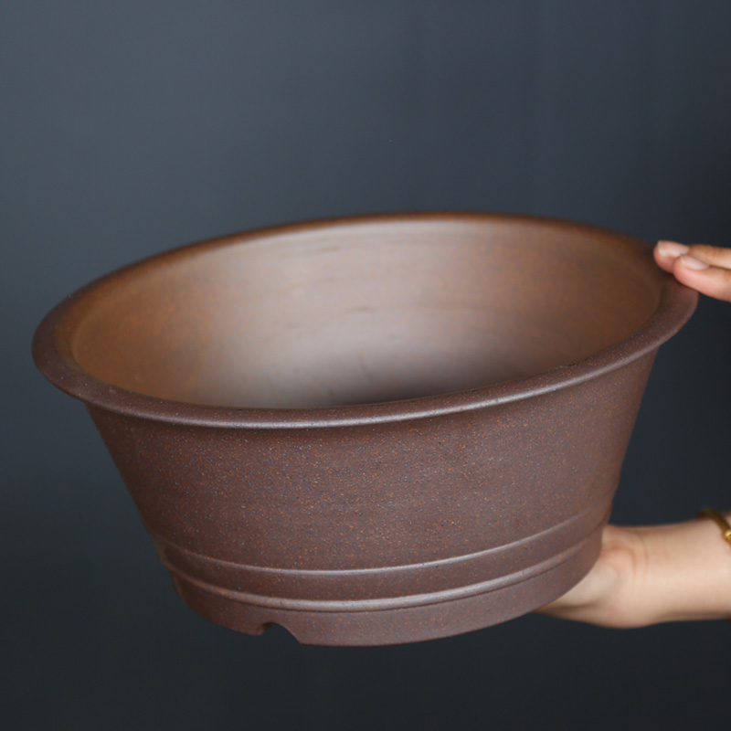 紫砂盆景盆宜兴精品陶瓷大口径盆栽多肉菖蒲植物室内桌面紫砂花盆