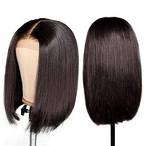 SHUHAOT Bob Wigs Human Hair 4x4 Lace Closure Straight Short