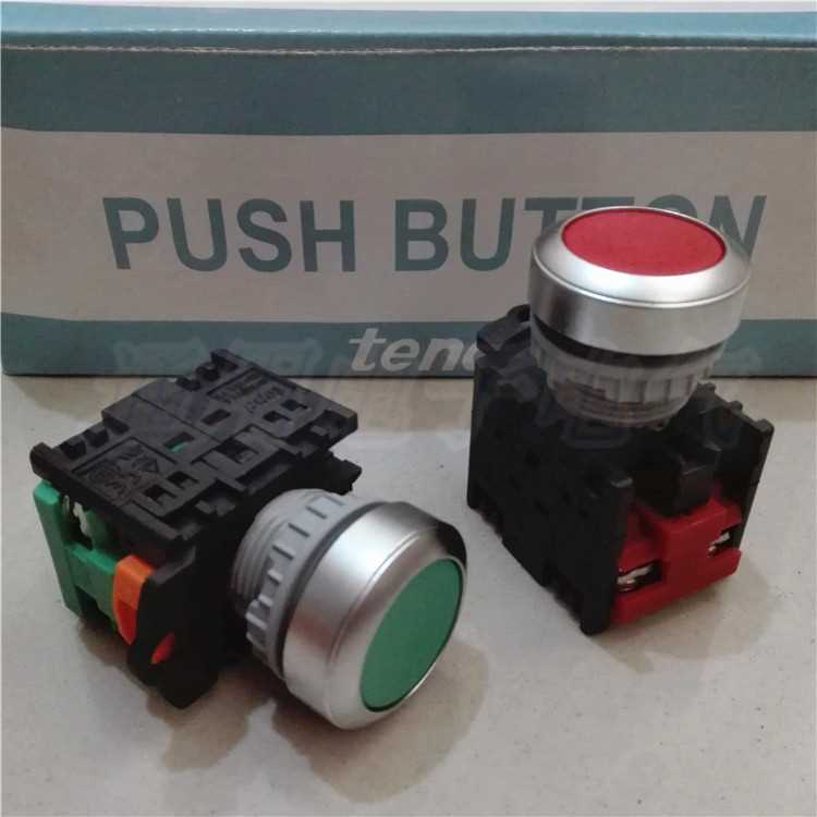 。TN2BF 自复位平头按钮开关 1A1闭B 一开一启动停止开关 22mm 优