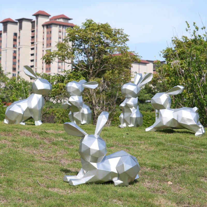 户外花园林景观小品公园雕塑抽象几何兔子样品屋展示中心商场美陈