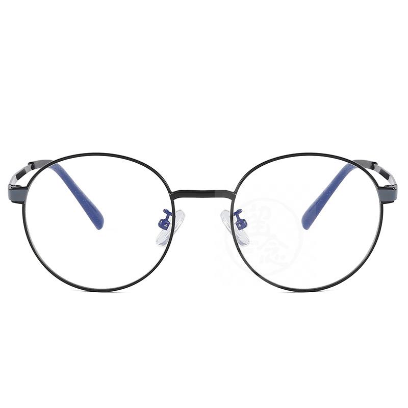。Flat lens round frame metal spectacle frame myopia fashion