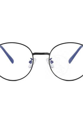 。Flat lens round frame metal spectacle frame myopia fashion