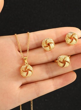 rendy Geometric Gold Color Alloy Metal Twist Lucky Knot Earr