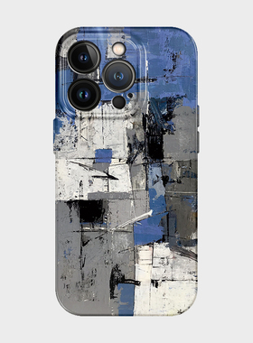 蓝色涂鸦~复古iphone16苹果15promax小米13小众不撞款华为mate60菲林p70卡通nova12可爱xr少女适用oppo手机壳