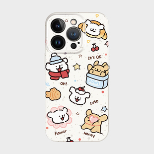 秋冬iPhone16promax苹果15小米14u一加13面包12华为pura70波点mate60小众高级感oppo适用vivo手机壳 情侣小狗