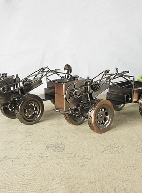 手工铁艺制作摆件手扶拖拉机模型放名片钥匙置物架机车手扶三轮车