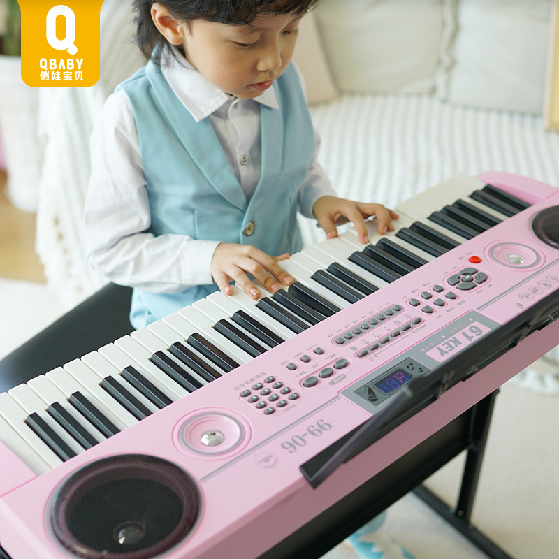 俏娃电子琴儿童初学者女孩成年人61键多功能家用智能教学琴幼师