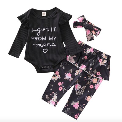 3PCS Baby Girl Romper Jumpsuit Bodysuit +Shorts+Headband S
