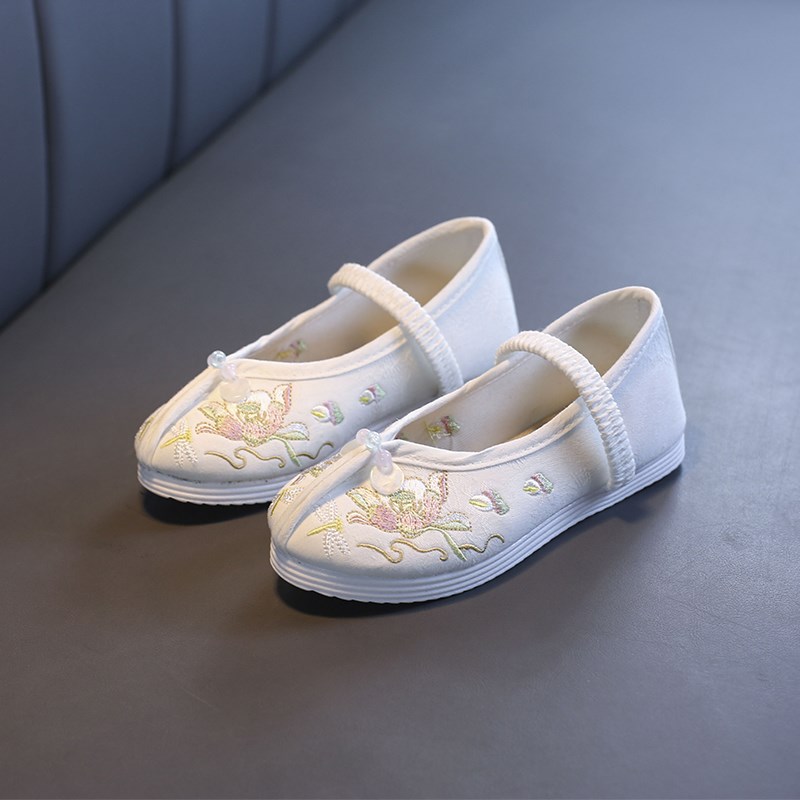 厂家女童绣花鞋中国风儿童汉服鞋古装表演出布鞋民族风复古宝宝舞