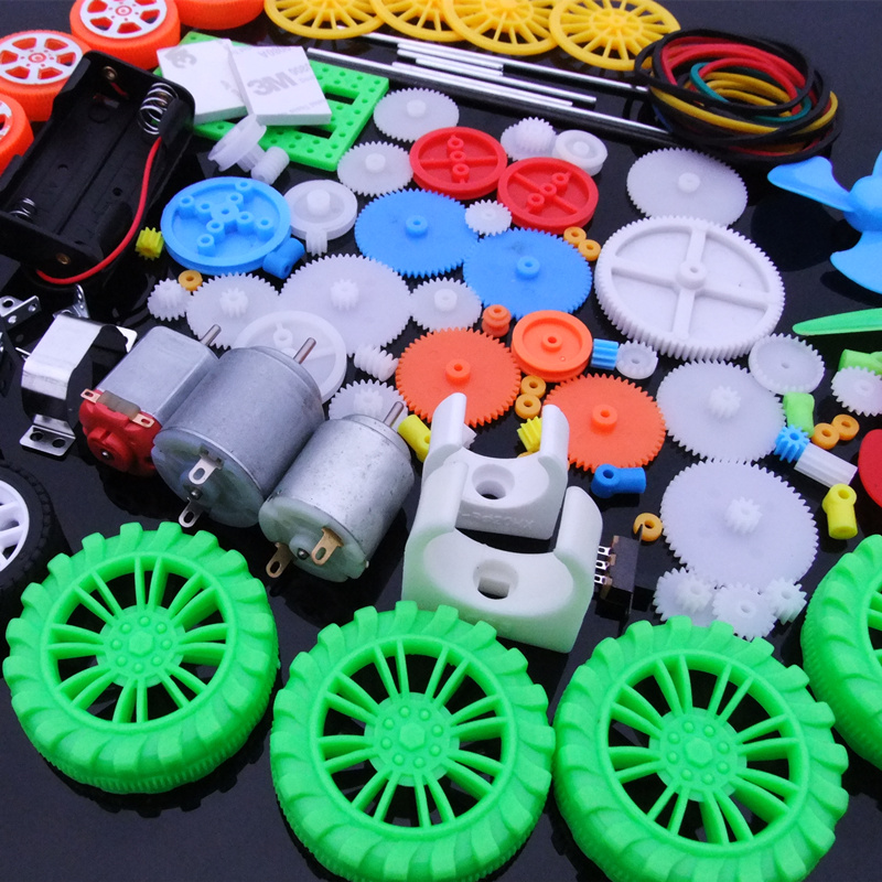 112个豪装齿轮组合包教学马达齿轮主轴车轮桨叶模型配件塑料齿轮