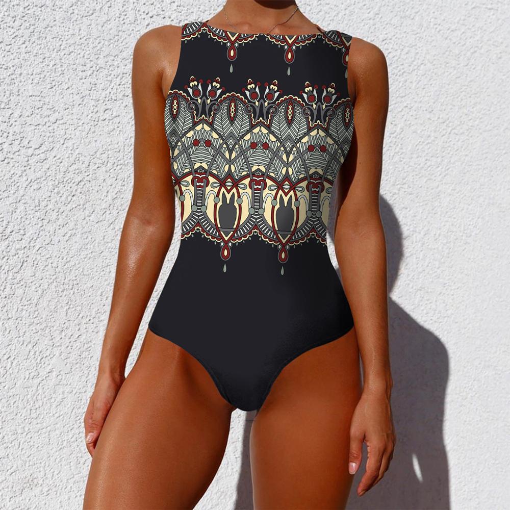 Print One Piece Swimsuit 2022 New Push Up Swimwear Women Vin