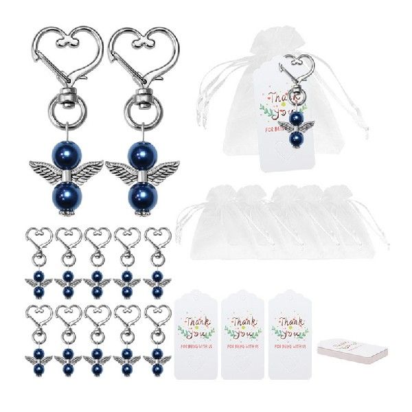 20Pcs Angel Favor Keychains Plus Angel Wing Thank You Tags