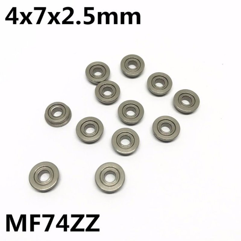 10Pcs MF74ZZ 4x7x2.5 mm  Flange bearing Deep groove ball bea