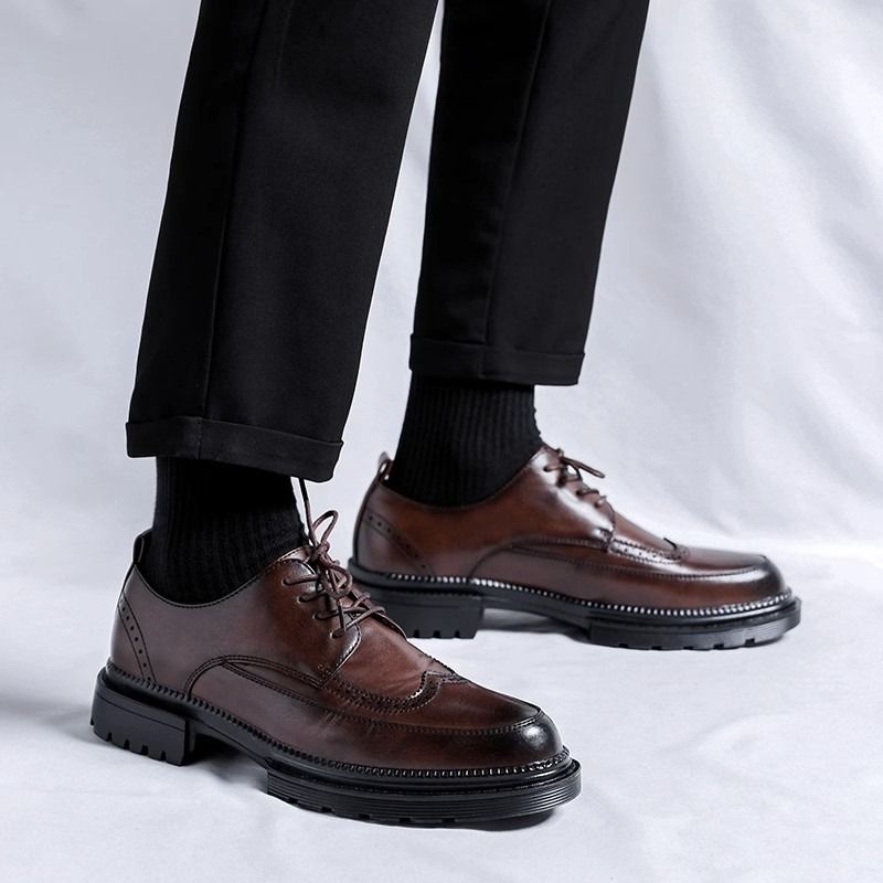 2023秋季新款布洛克雕花皮鞋男通勤内增高商务正装休闲鞋新郎结婚