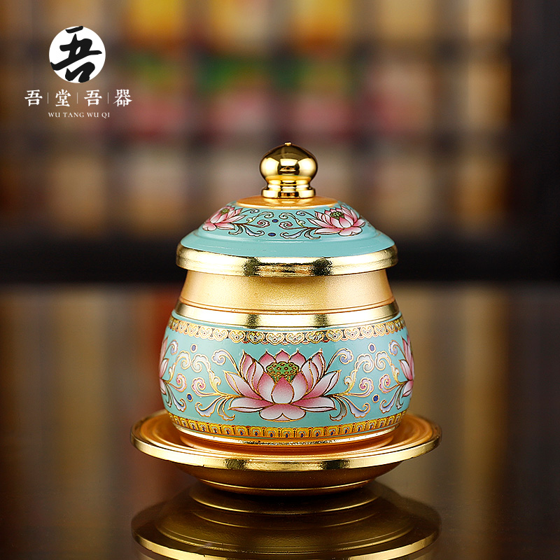珐琅彩供佛杯供水杯家用圣水杯佛台供奉观音财神佛前佛具用品大全
