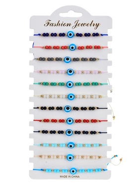 极速12pcs/set Turkey Blue Evil Eye Bracelet Women Handmade