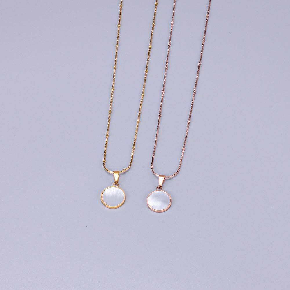 -L130 mother-of-pearl white shell square chain clavicle chai