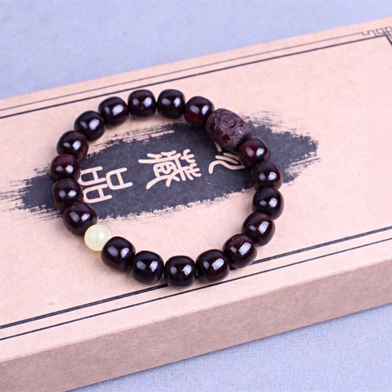 小叶紫檀木质佛珠108颗手串配饰小件项链男女款手链莲花吊坠念珠