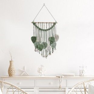 Deco Tassel Boho Woven Leaf 新品 Leaves Macrame Tapestry Wall