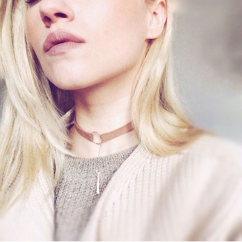 90S Punk New Fashion 4 Colors Leather Choker Necklace Gold