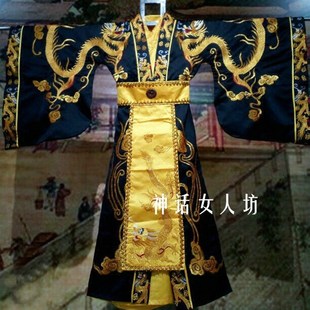 新品影视秦汉皇帝装男古装汉服帝王朝服大王古装秦始皇龙袍演出服