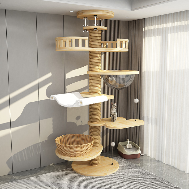 猫爬架通天柱实木配件猫树猫窝一体不占地飘窗顶天立地猫爬架大型