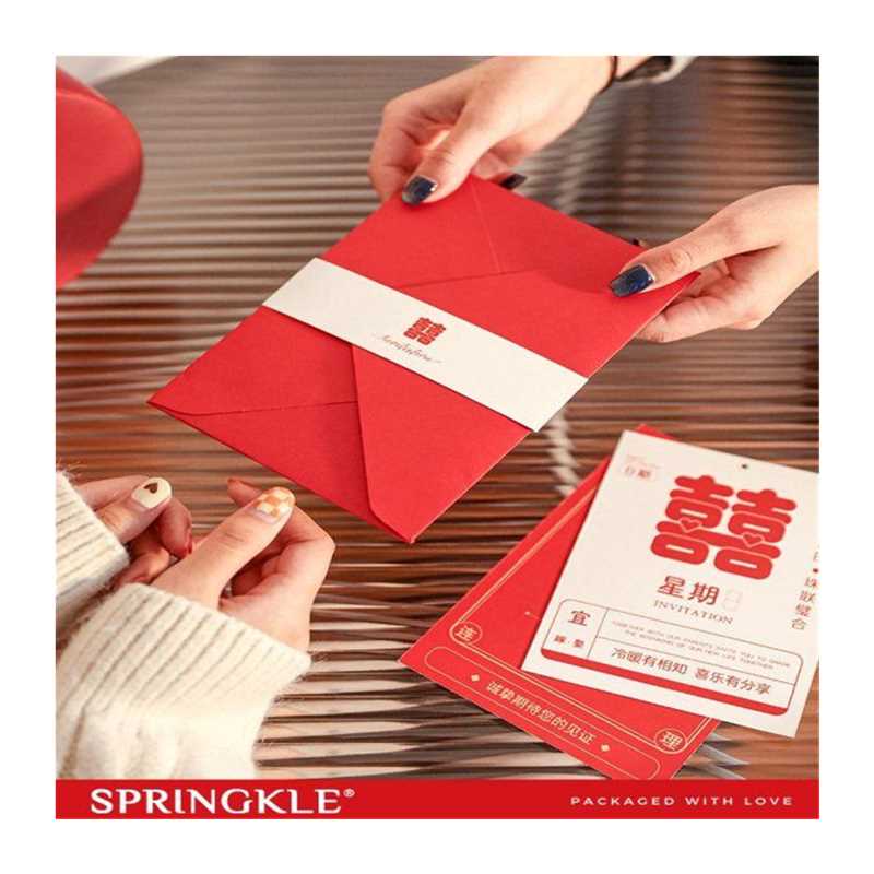 springkle婚礼花朵请帖结婚邀请函定制请柬2022简约创意婚宴喜帖