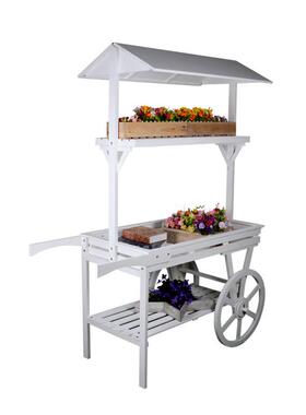 美式乡村创意店铺花园阳台装饰花架田J园木质咖啡馆办公室软装饰