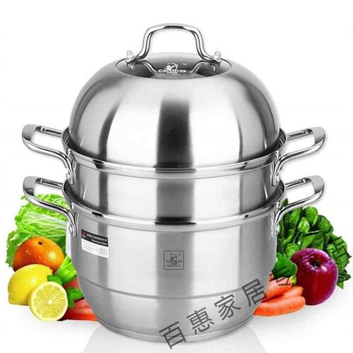 品304不锈钢蒸锅三层2层加厚复底多用C汤锅大蒸笼32 U34 36cm厂